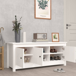 Szafka na buty, biała, 110x38x45,5 cm, lite drewno sosnowe
