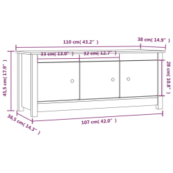 Szafka na buty, biała, 110x38x45,5 cm, lite drewno sosnowe