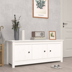Szafka na buty, biała, 110x38x45,5 cm, lite drewno sosnowe