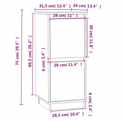 Szafki, 2 szt., szare, 31,5 x 34 x 75 cm, lite drewno sosnowe