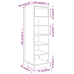Szafka na buty, 34x30x105 cm, lite drewno sosnowe