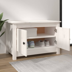 Szafka na buty, biała, 70x38x45,5 cm, lite drewno sosnowe