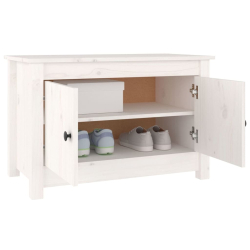 Szafka na buty, biała, 70x38x45,5 cm, lite drewno sosnowe