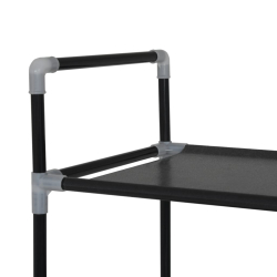 Stojak na buty z 10 półkami, metal i włóknina, czarny
