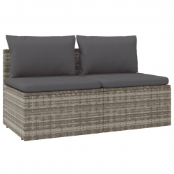 2-osobowa sofa ogrodowa z poduszkami, szara, polirattan