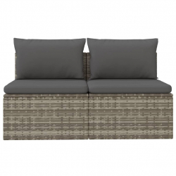 2-osobowa sofa ogrodowa z poduszkami, szara, polirattan
