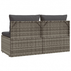 2-osobowa sofa ogrodowa z poduszkami, szara, polirattan
