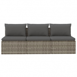 3-osobowa sofa ogrodowa z poduszkami, szara, polirattan