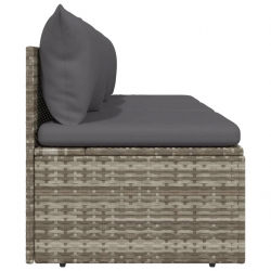3-osobowa sofa ogrodowa z poduszkami, szara, polirattan