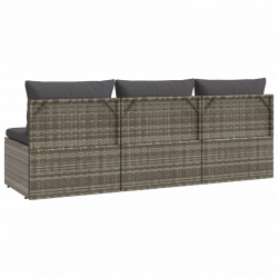 3-osobowa sofa ogrodowa z poduszkami, szara, polirattan