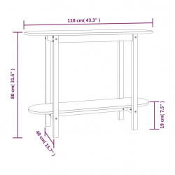 Stolik konsolowy, szary, 110x40x80 cm, lite drewno sosnowe