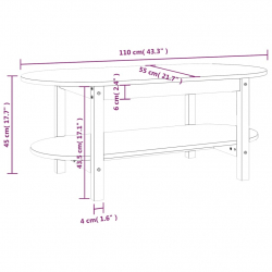 Stolik kawowy, szary, 110x55x45 cm, lite drewno sosnowe