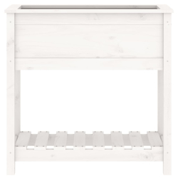 Donica z półką, biała, 82,5x34,5x81 cm, lite drewno sosnowe