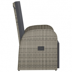 Rozkładane krzesła ogrodowe, poduszki, 2 szt., szare, rattan PE
