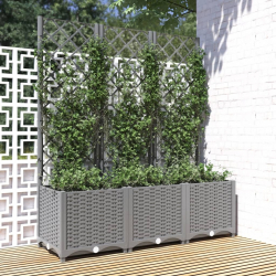 Donica ogrodowa z kratką, jasnoszara, 120x40x136 cm, PP