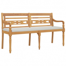 Ławka Batavia z poduszką, 150 cm, lite drewno tekowe