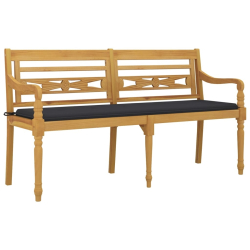 Ławka Batavia z antracytowy poduszką,150 cm, lite drewno tekowe