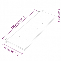 Ławka Batavia z kremowa poduszką, 150 cm, lite drewno tekowe