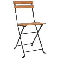 Składane krzesła bistro, 2 szt., lite drewno tekowe i stal