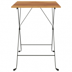 Składany stolik bistro, 55x54x71 cm, lite drewno tekowe i stal