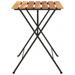Składany stolik bistro, 55x54x71 cm, lite drewno tekowe i stal