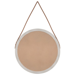 Lustro ścienne na pasku, białe, Ø45 cm