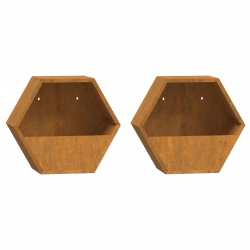 Doniczki ścienne, 2 szt., szare, stal kortenowska, 30x10x25 cm