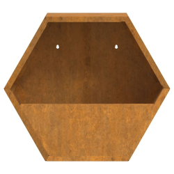 Doniczki ścienne, 2 szt., szare, stal kortenowska, 30x10x25 cm