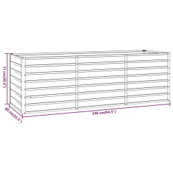 Donica ogrodowa, szara, 240x80x77 cm, stal kortenowska