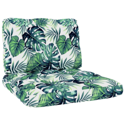Krzesło ogrodowe z poduszkami w liście, impregnowana sosna