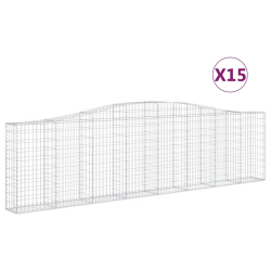 Kosze gabionowe, 15 szt, 400x30x100/120cm, galwanizowane żelazo
