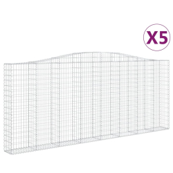Kosze gabionowe, 5 szt, 400x30x160/180 cm, galwanizowane żelazo