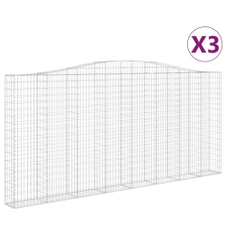 Kosze gabionowe, 3 szt, 400x30x180/200 cm, galwanizowane żelazo