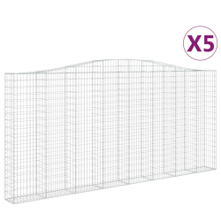 Kosze gabionowe, 5 szt, 400x30x180/200 cm, galwanizowane żelazo