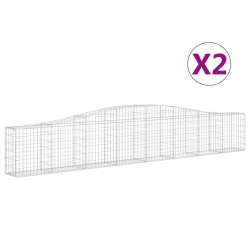Kosze gabionowe, 2 szt, 400x30x60/80 cm, galwanizowane żelazo