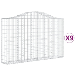 Kosze gabionowe, 9 szt, 200x30x120/140 cm, galwanizowane żelazo