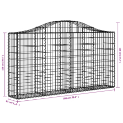 Kosze gabionowe, 9 szt, 200x30x100/120 cm, galwanizowane żelazo