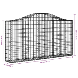 Kosze gabionowe, 11 szt, 200x30x100/120cm, galwanizowane żelazo