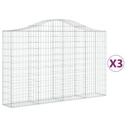 Kosze gabionowe, 3 szt, 200x30x120/140 cm, galwanizowane żelazo