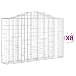 Kosze gabionowe, 8 szt, 200x30x120/140 cm, galwanizowane żelazo