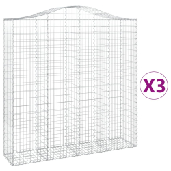 Kosze gabionowe, 3 szt, 200x50x200/220 cm, galwanizowane żelazo