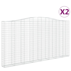 Kosze gabionowe, 2 szt, 400x30x200/220 cm, galwanizowane żelazo