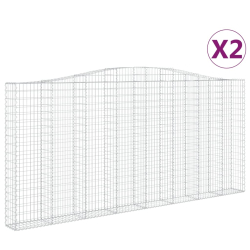 Kosze gabionowe, 2 szt, 400x30x180/200 cm, galwanizowane żelazo