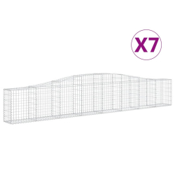 Kosze gabionowe, 7 szt, 400x30x60/80 cm, galwanizowane żelazo