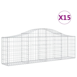 Kosze gabionowe, 15 szt, 200x30x60/80 cm, galwanizowane żelazo