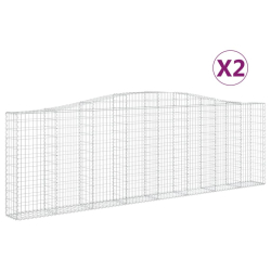 Kosze gabionowe, 2 szt, 400x30x120/140 cm, galwanizowane żelazo
