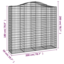 Kosze gabionowe, 6 szt, 200x50x180/200 cm, galwanizowane żelazo