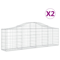 Kosze gabionowe, 2 szt, 200x30x60/80 cm, galwanizowane żelazo