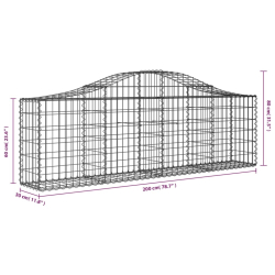 Kosze gabionowe, 2 szt, 200x30x60/80 cm, galwanizowane żelazo