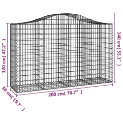 Kosze gabionowe, 13 szt, 200x50x120/140cm, galwanizowane żelazo